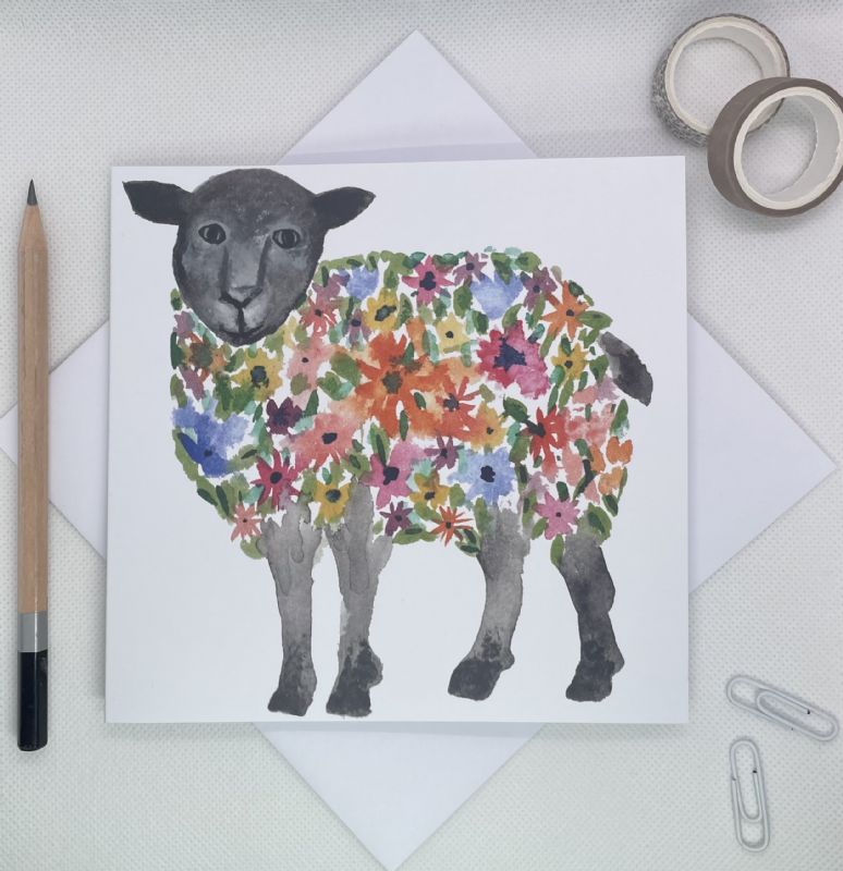 Floral Sheep Greetings Card