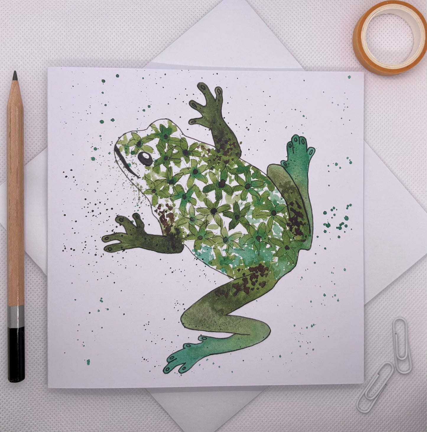 Floral Frog Greetings Card