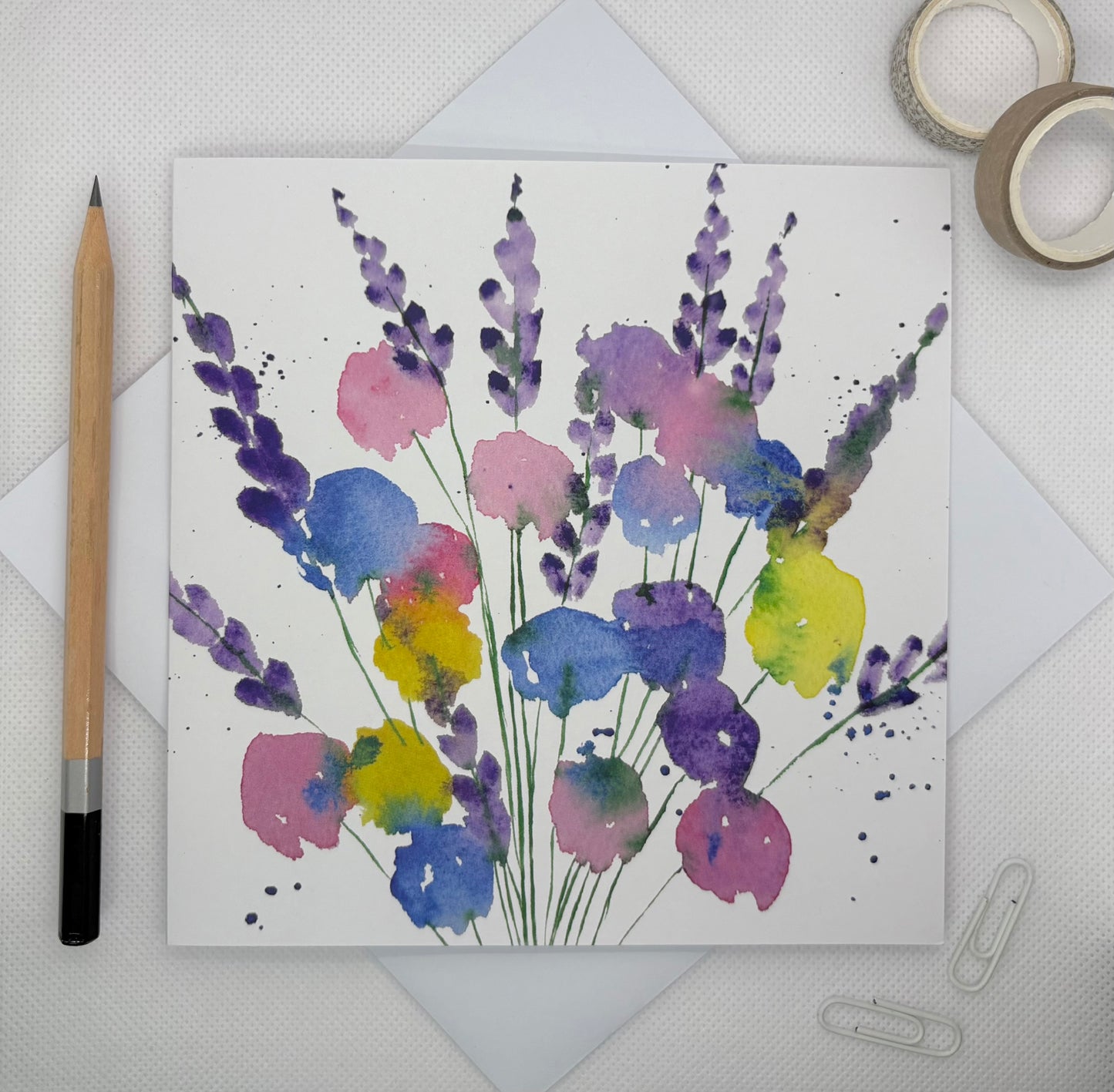 Sweet peas and Lavender Greetings Card