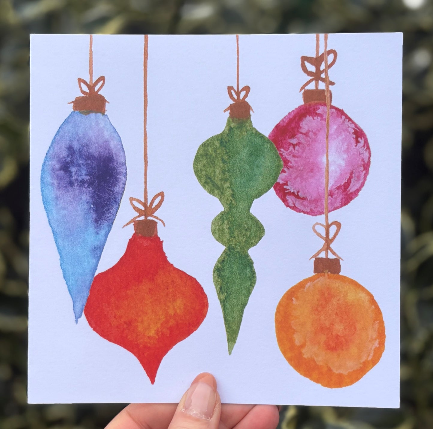 Rainbow Baubles Greetings Card