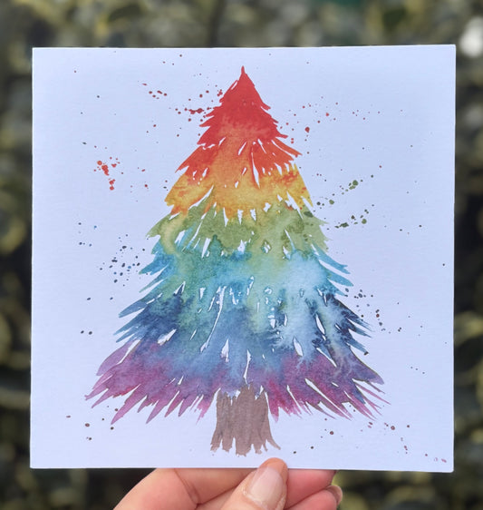 Rainbow Christmas Tree Greetings Card