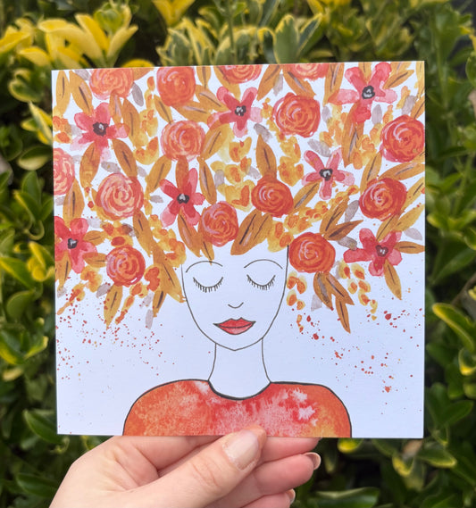 Autumn Lady Greetings Card