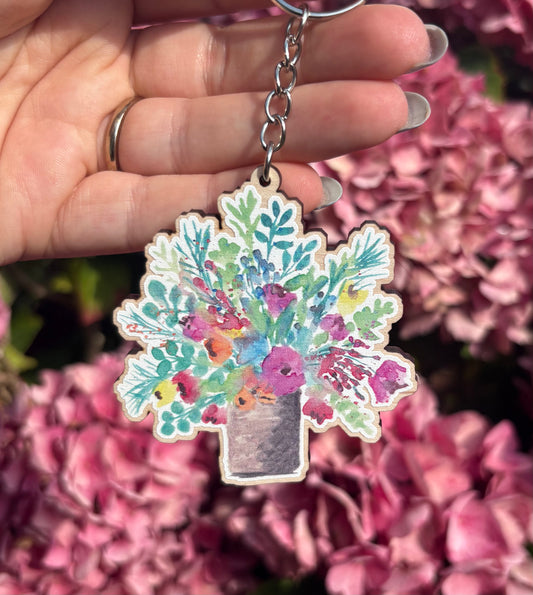 Flower Pot Keyring/Keychain
