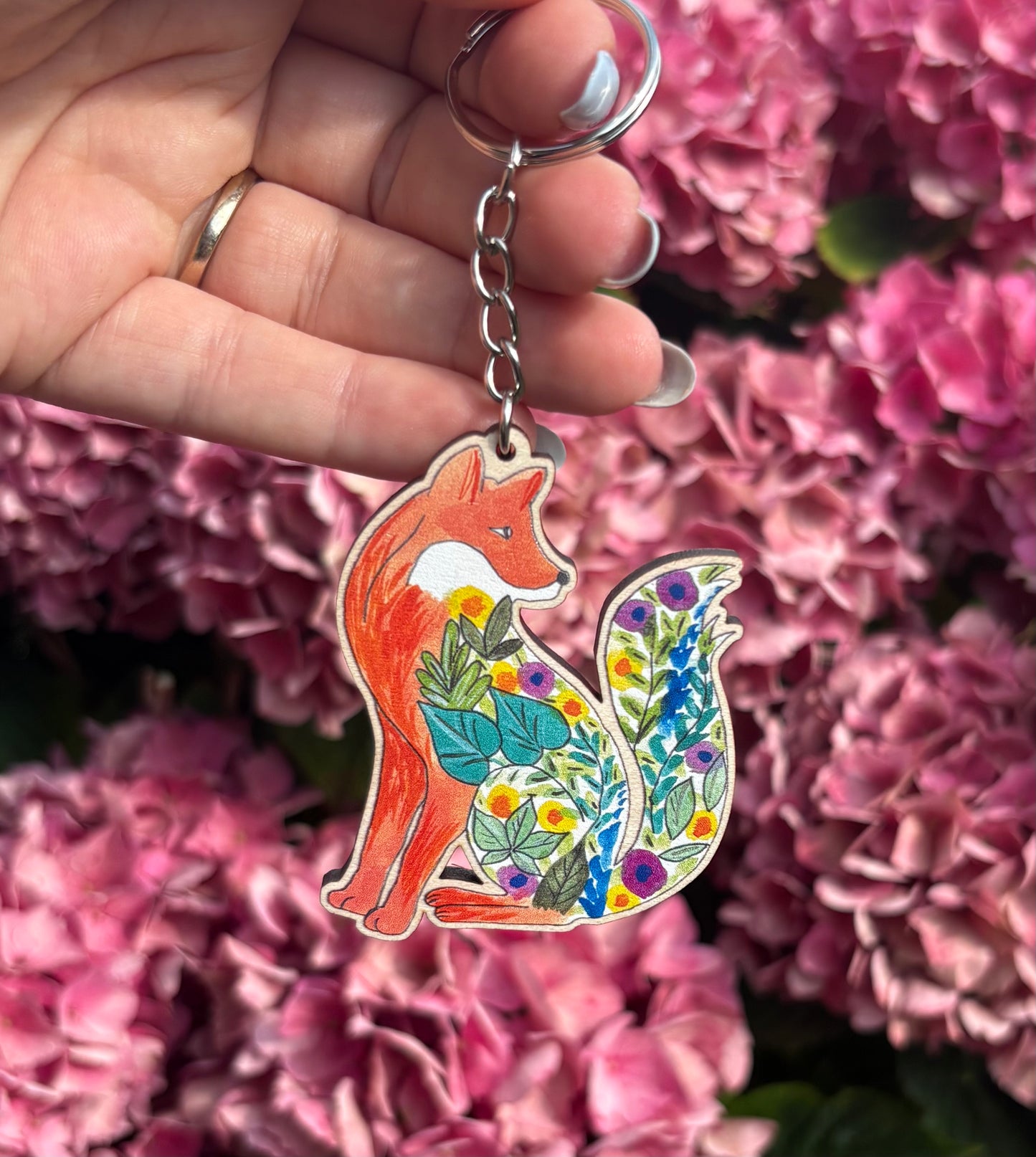 Floral Fox Keyring/Keychain