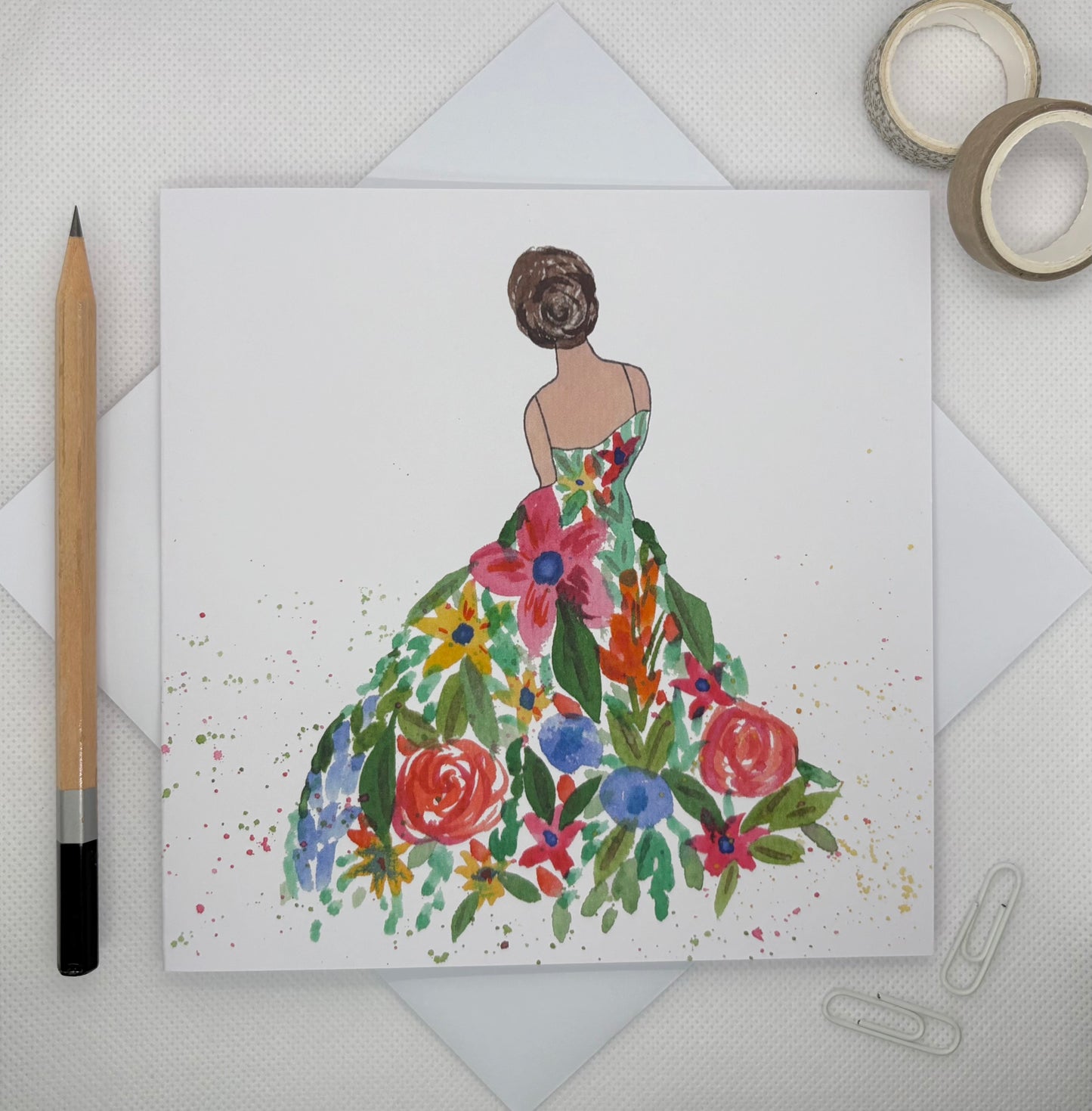 Dress of Blooms Greetings Card