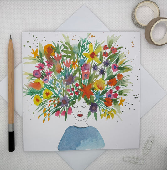 Flowers in Her Hair Greetings Card